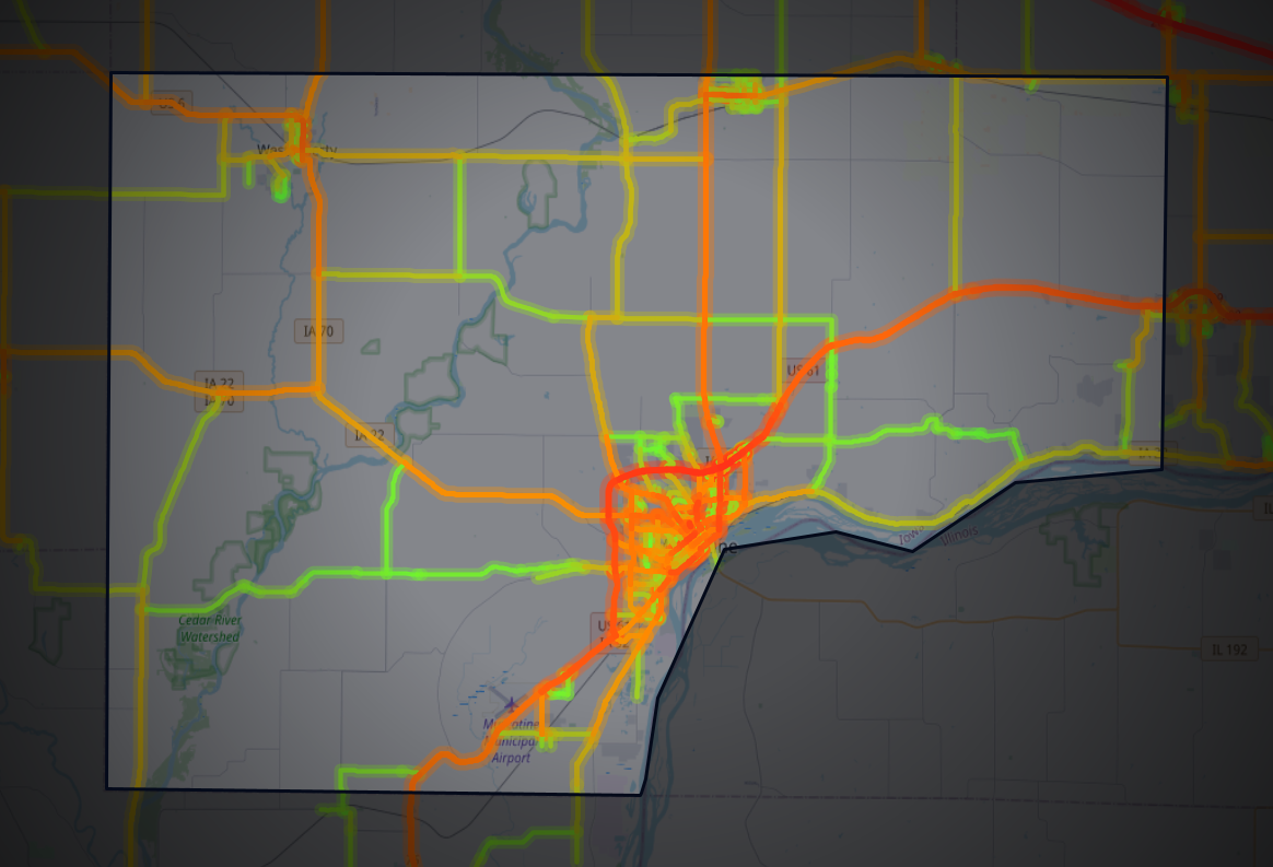 Traffic map of Muscatine, Iowa