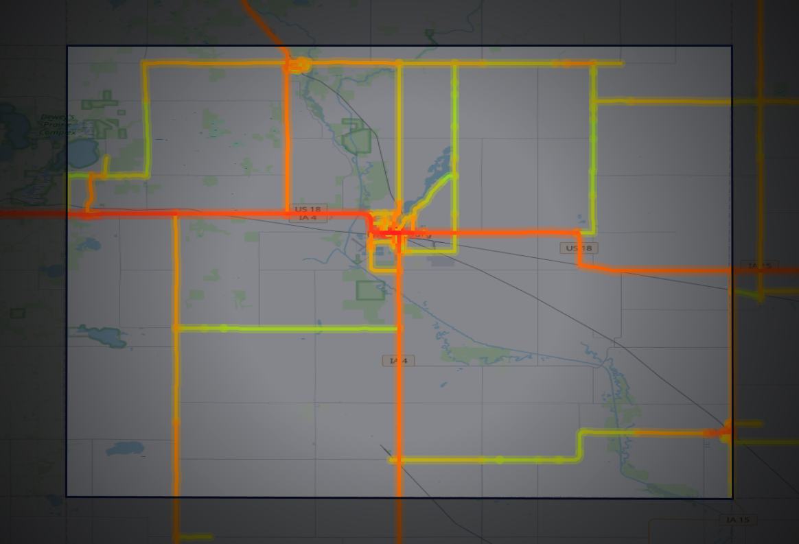 Traffic map of Palo Alto, Iowa