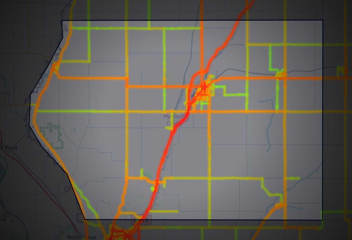 Traffic map of Plymouth, Iowa