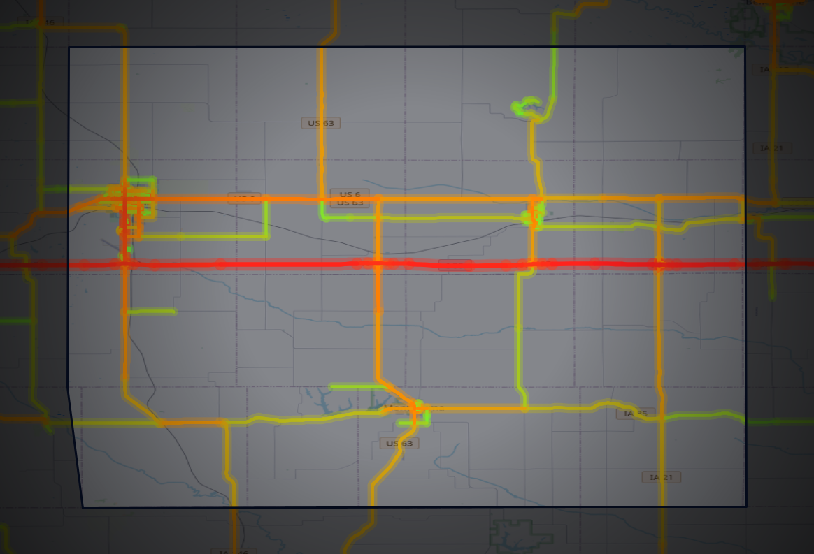 Traffic map of Poweshiek, Iowa