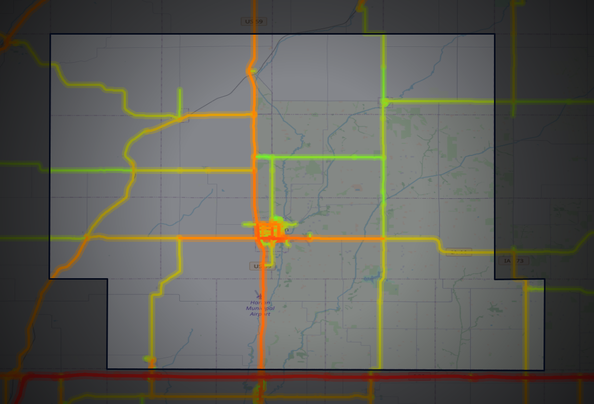 Traffic map of Shelby, Iowa