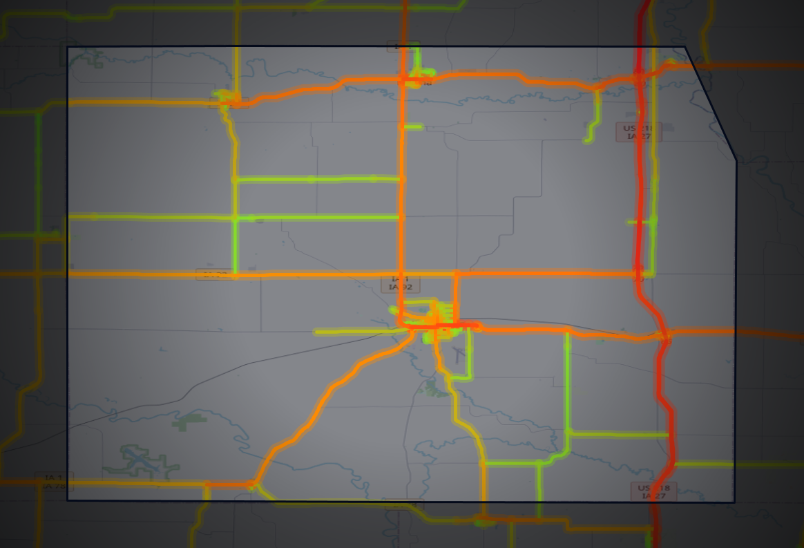 Traffic map of Washington, Iowa