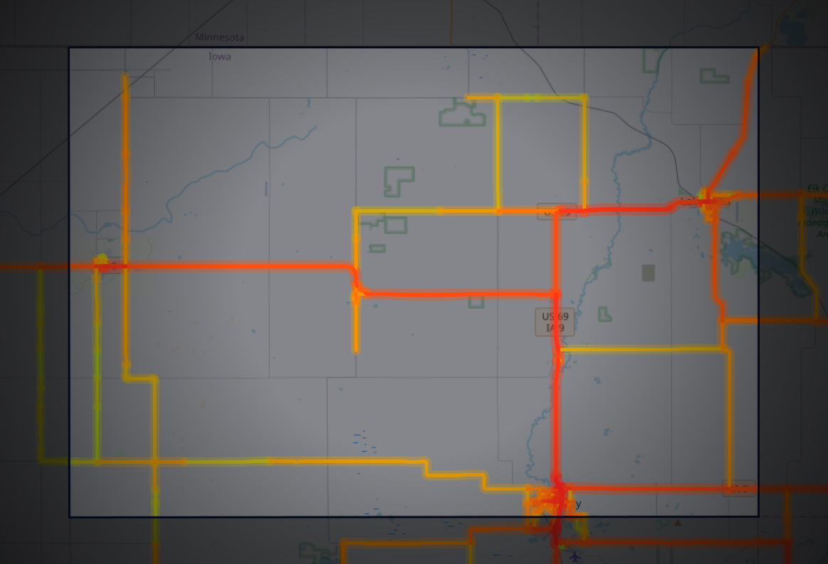 Traffic map of Winnebago, Iowa