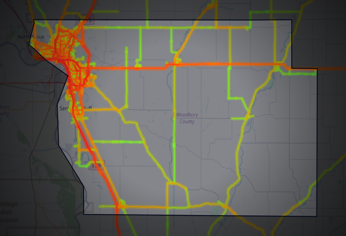 Traffic map of Woodbury, Iowa
