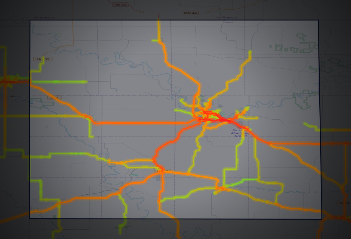 Traffic map of Winneshiek, Iowa