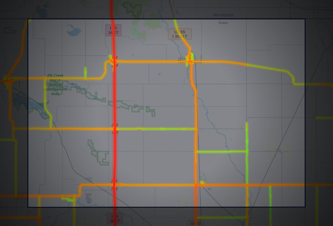 Traffic map of Worth, Iowa