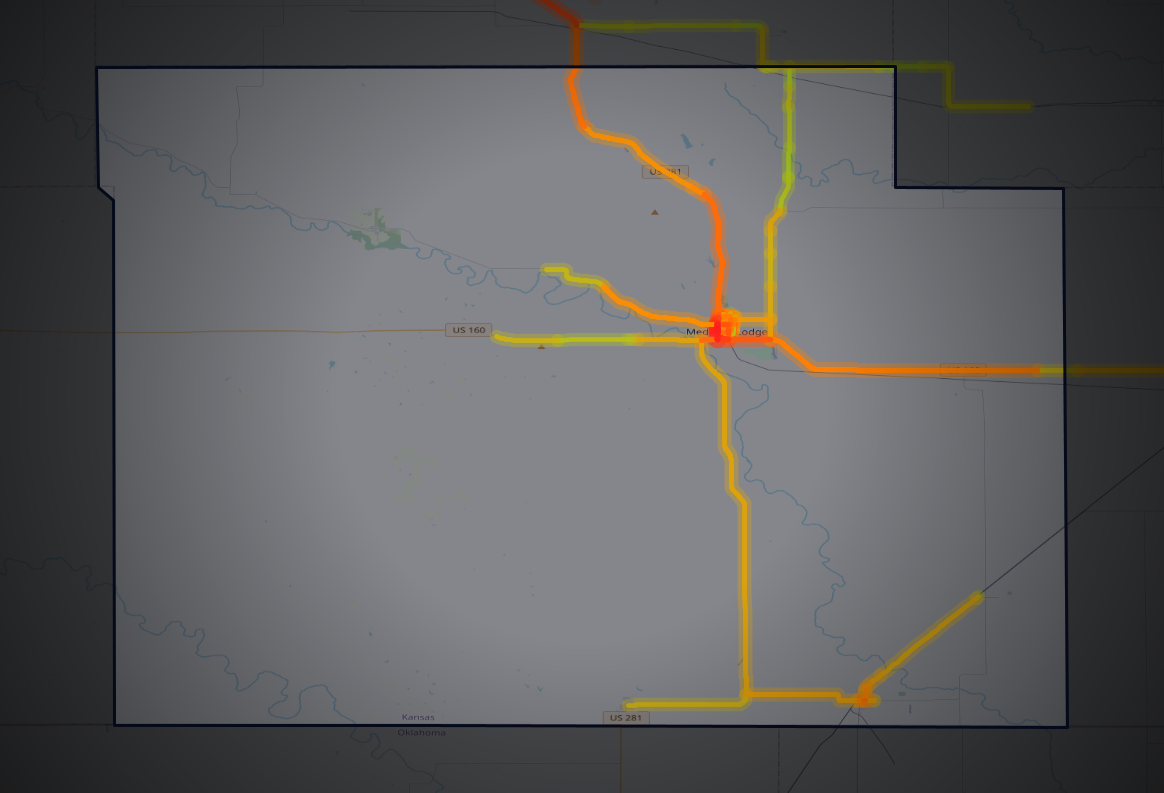 Traffic map of Barber, Kansas