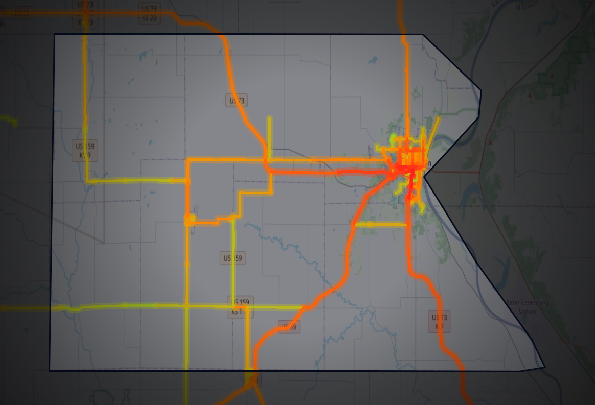 Traffic map of Atchison, Kansas