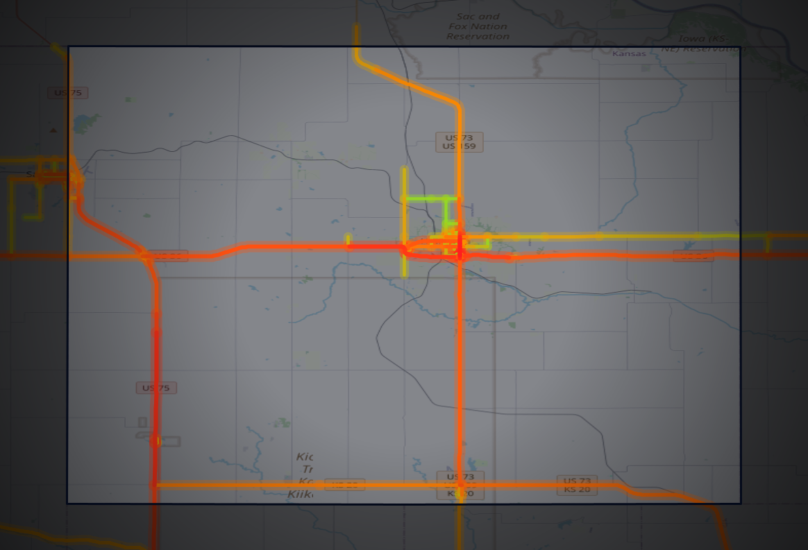 Traffic map of Brown, Kansas