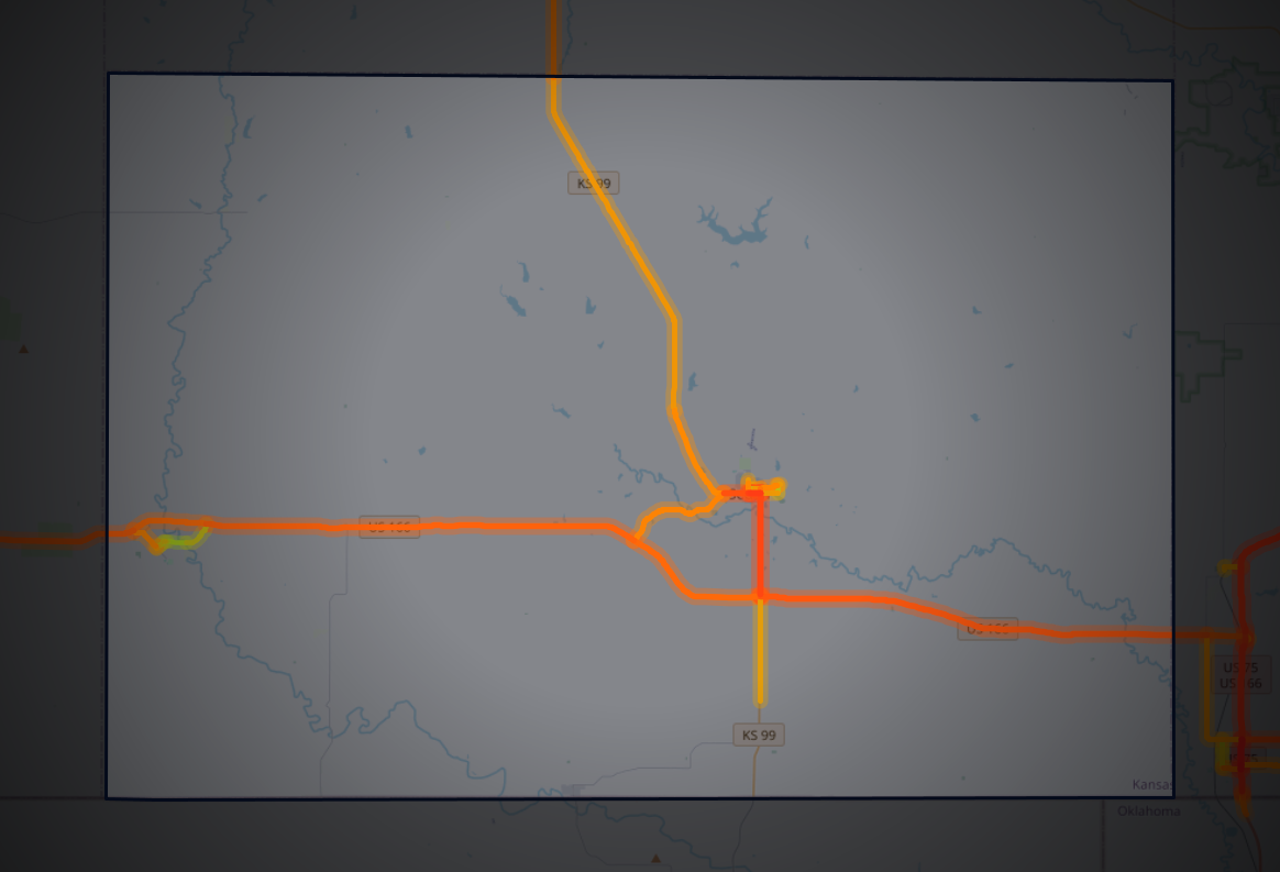 Traffic map of Chautauqua, Kansas