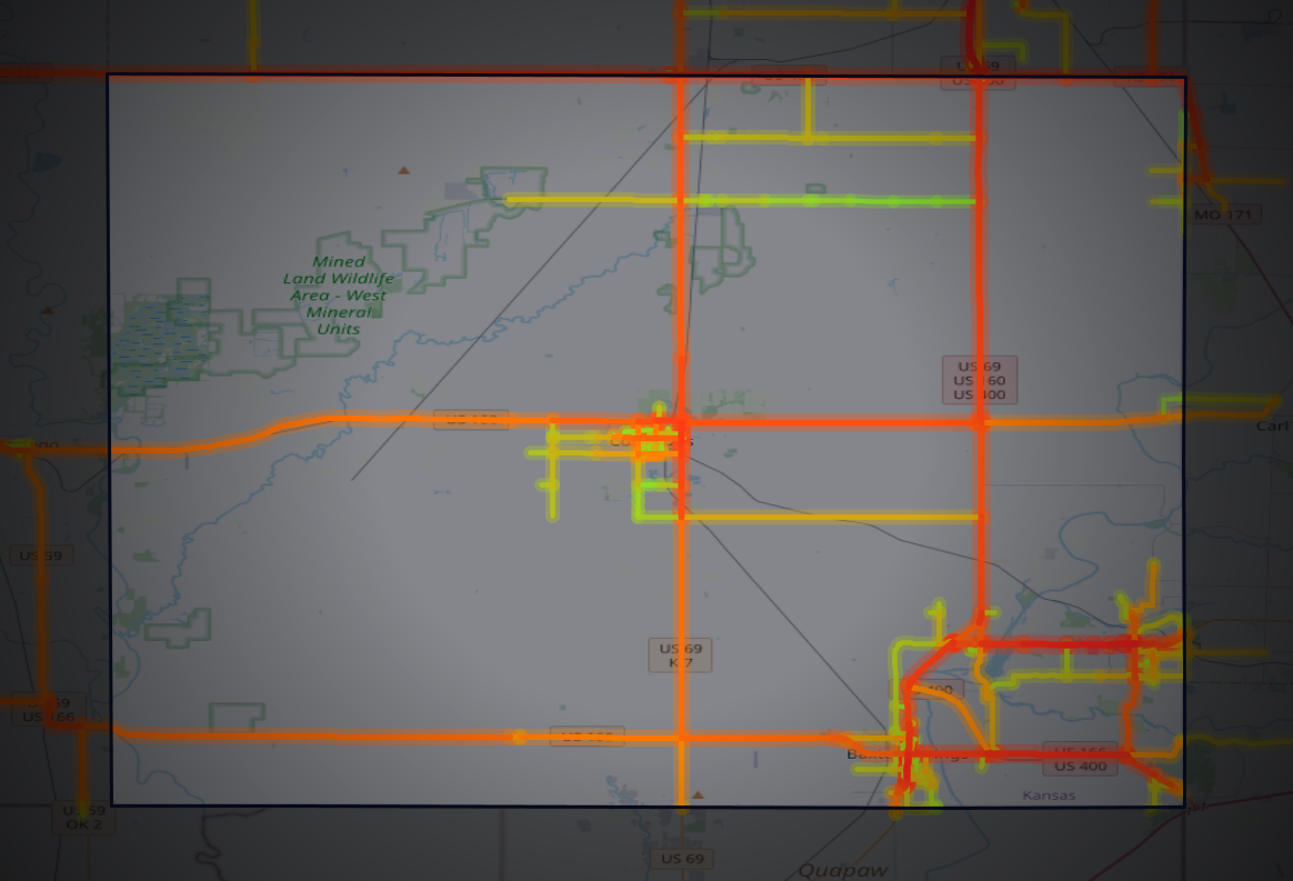 Traffic map of Cherokee, Kansas