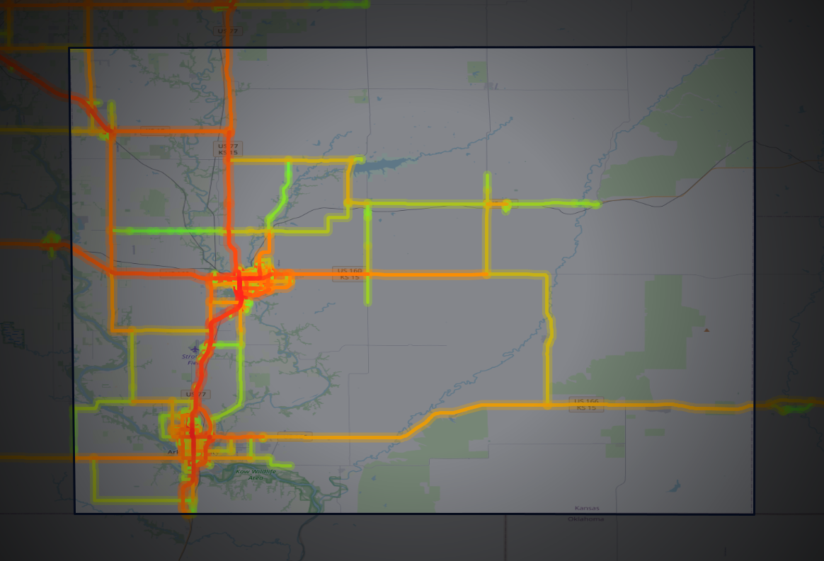 Traffic map of Cowley, Kansas