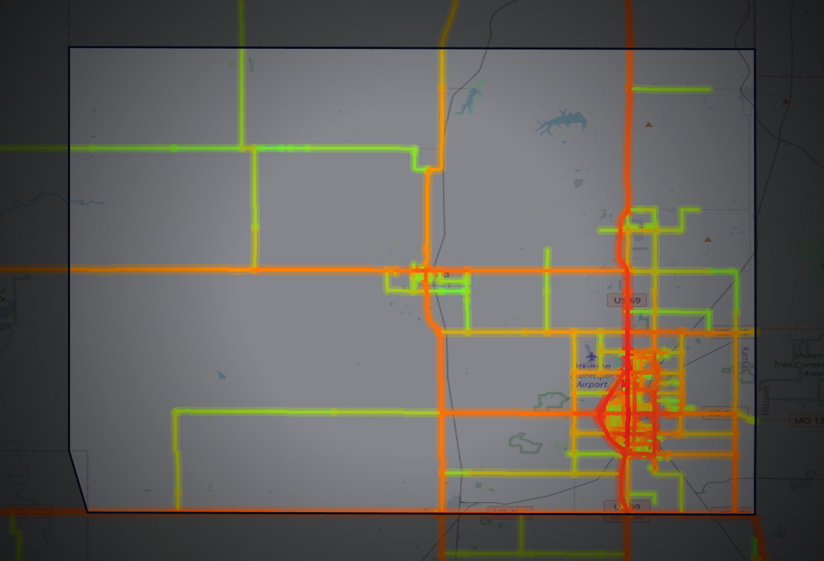 Traffic map of Crawford, Kansas