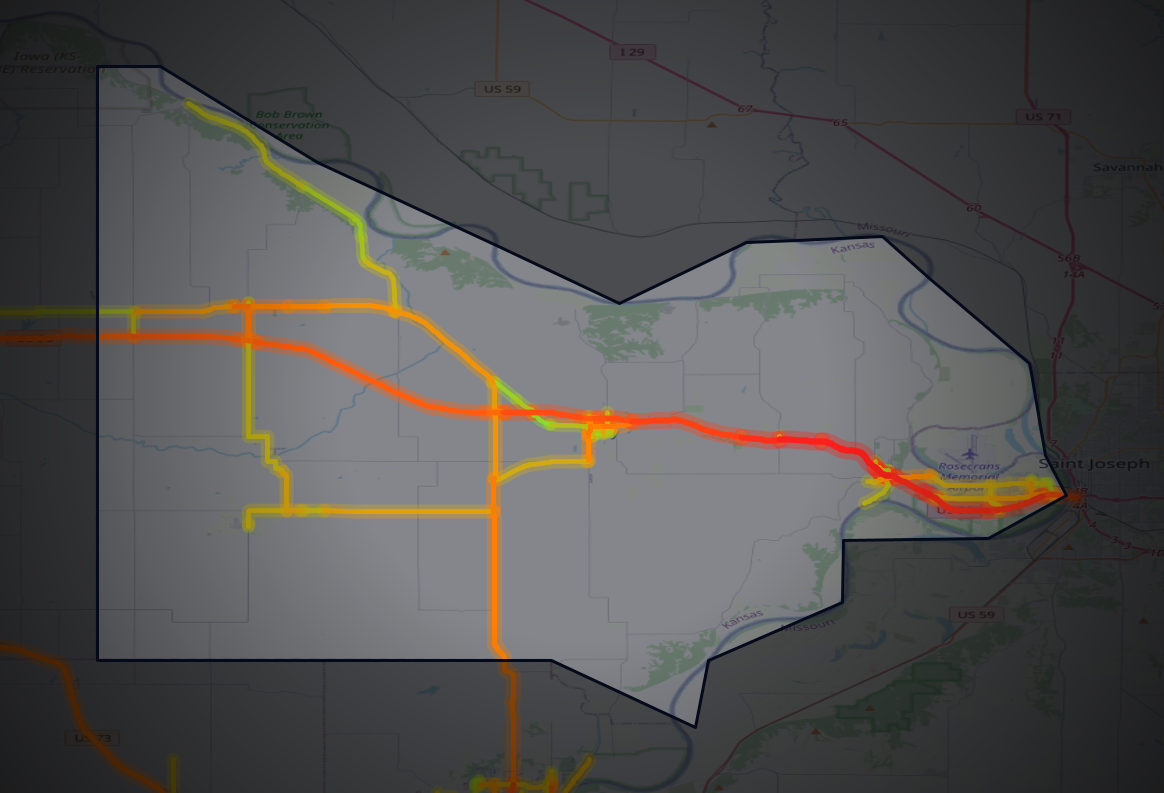 Traffic map of Doniphan, Kansas