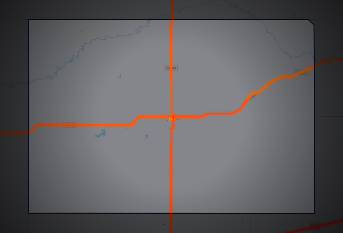 Traffic map of Hodgeman, Kansas