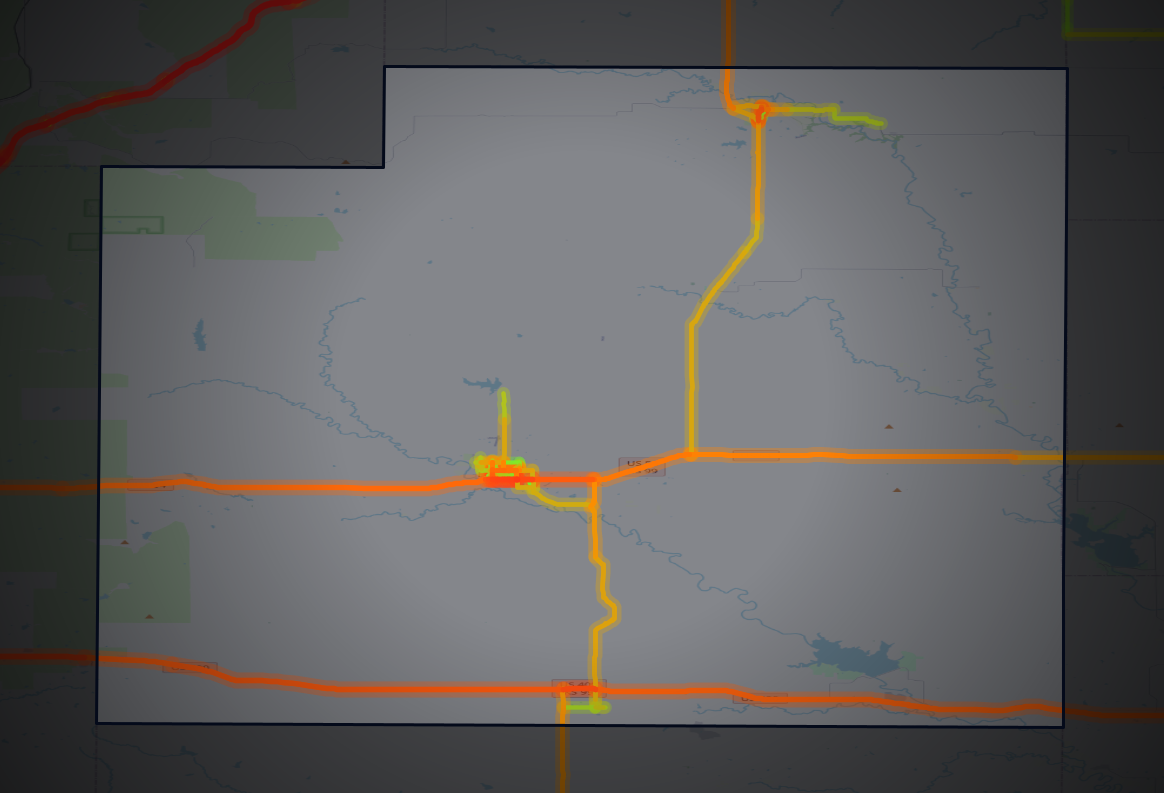 Traffic map of Greenwood, Kansas