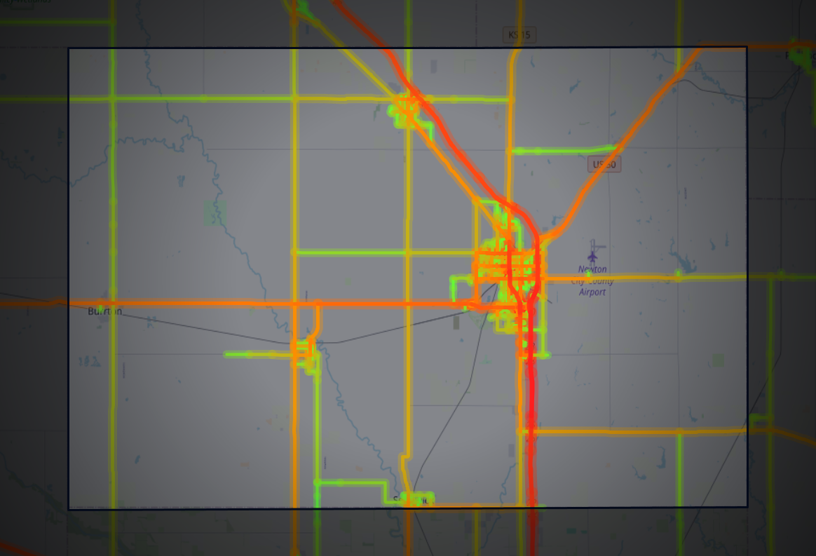 Traffic map of Harvey, Kansas