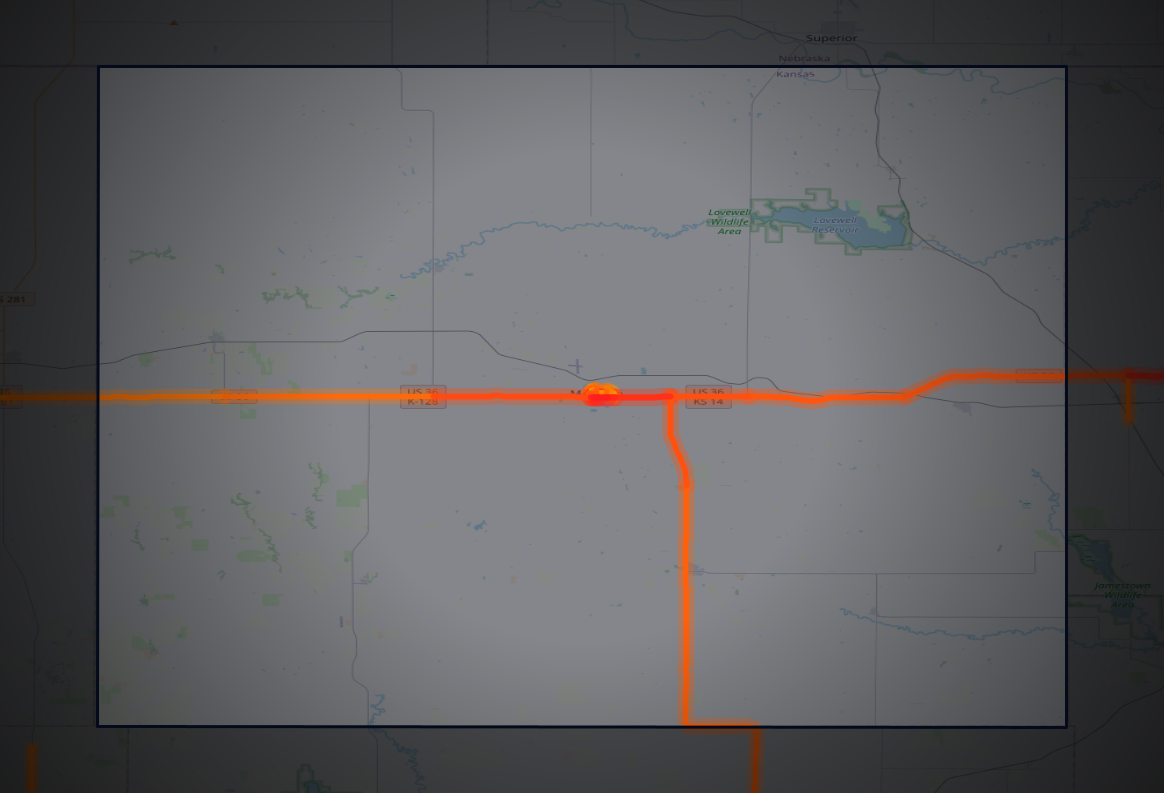 Traffic map of Jewell, Kansas