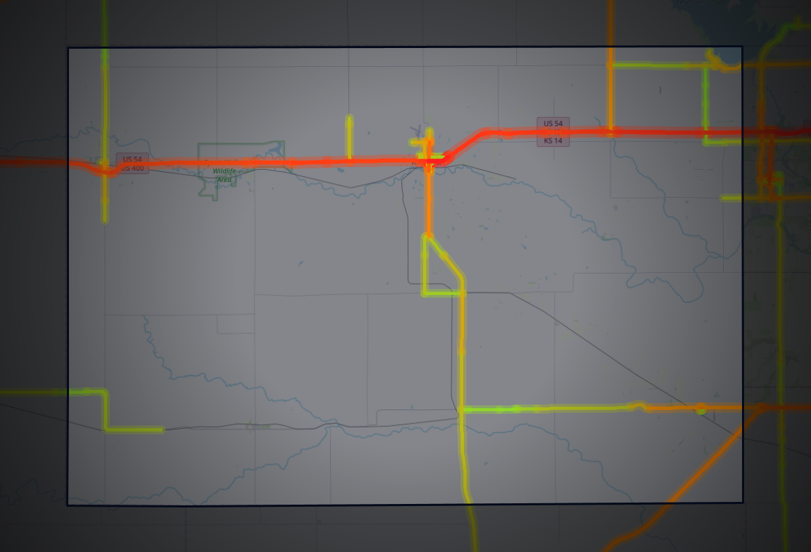 Traffic map of Kingman, Kansas
