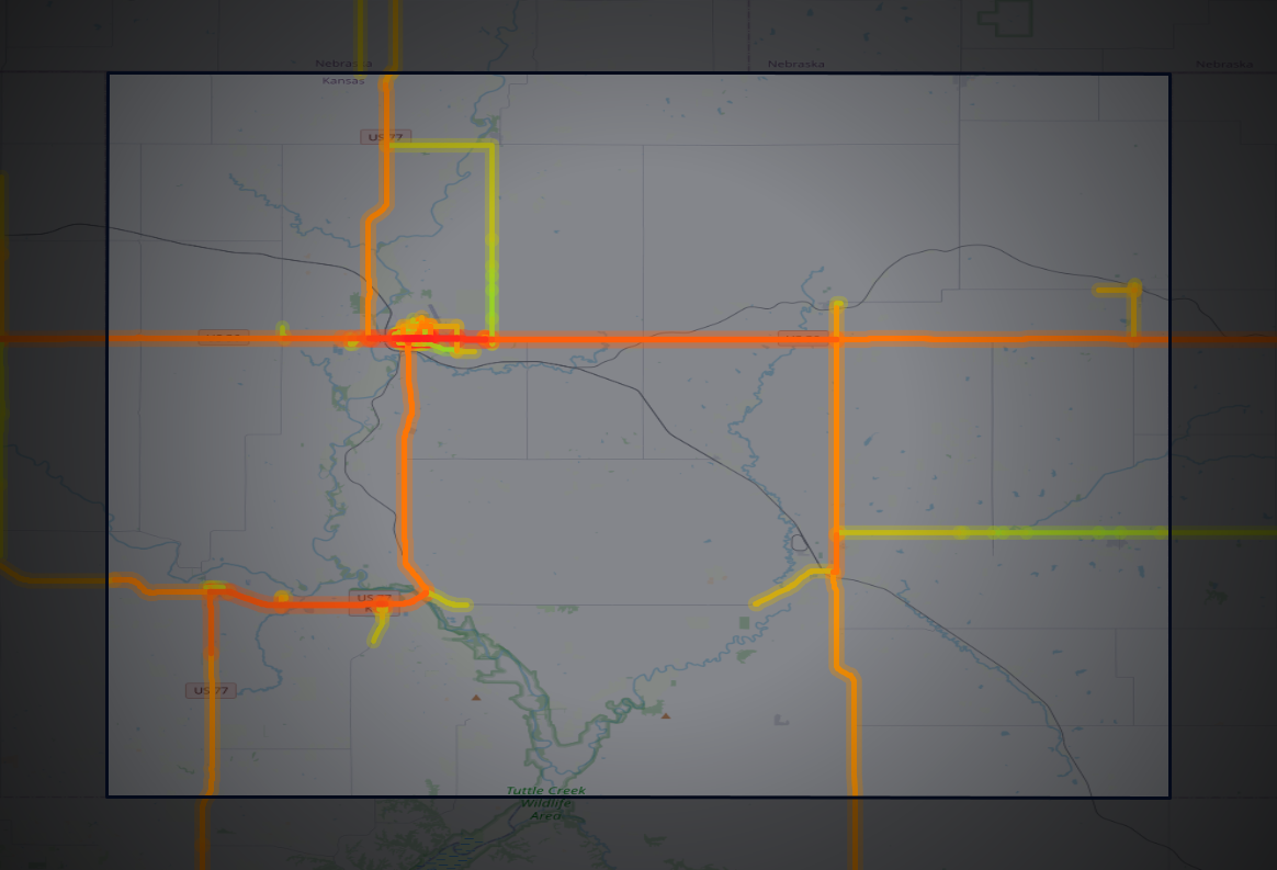 Traffic map of Marshall, Kansas
