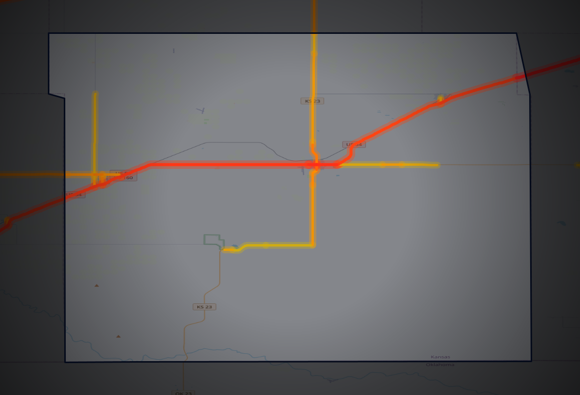 Traffic map of Meade, Kansas