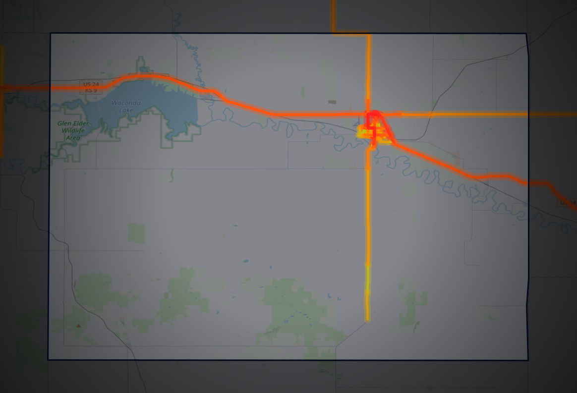 Traffic map of Mitchell, Kansas