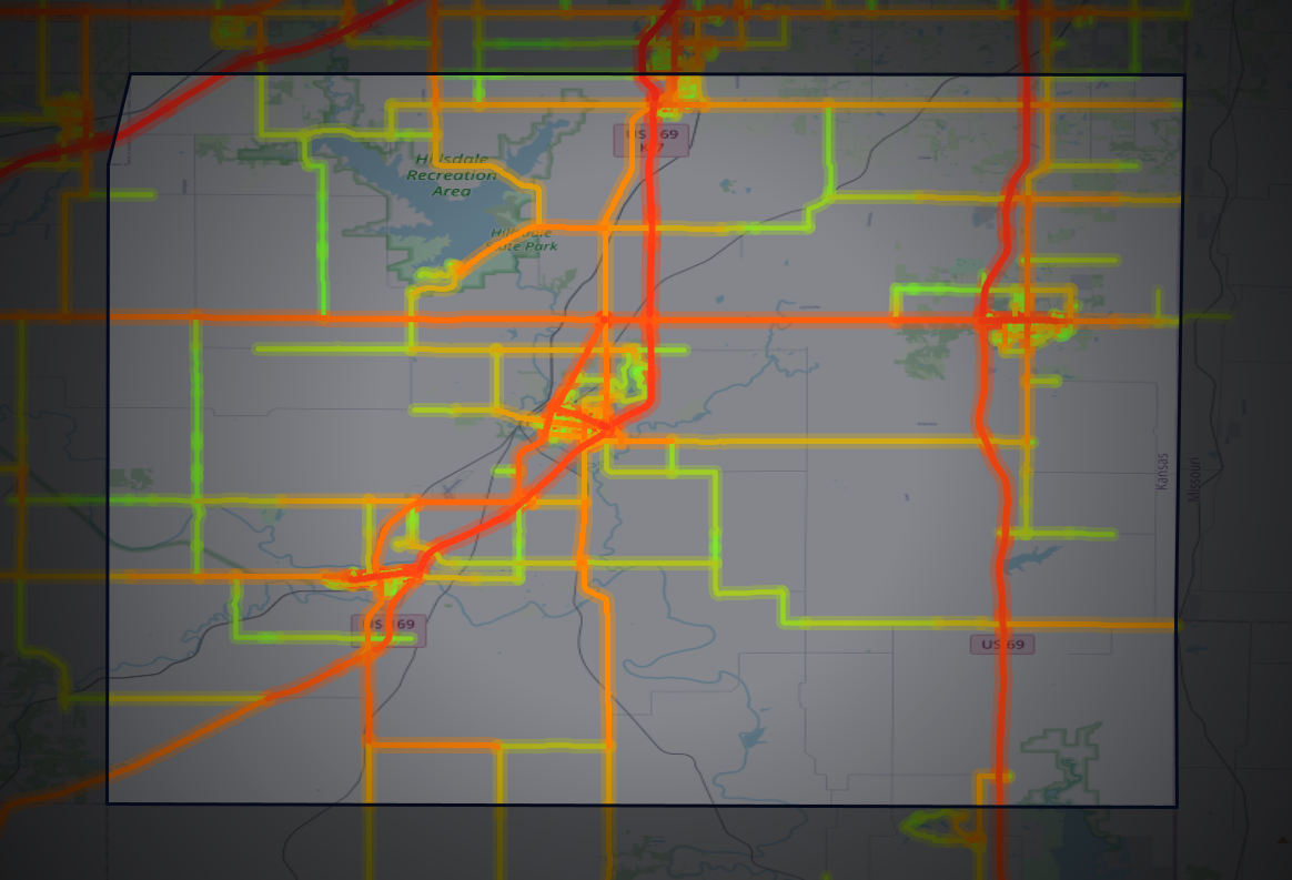 Traffic map of Miami, Kansas