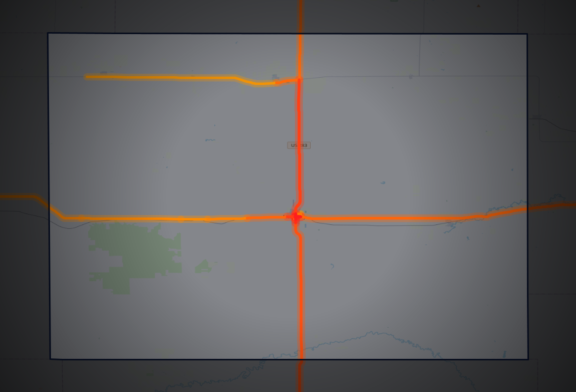 Traffic map of Ness, Kansas
