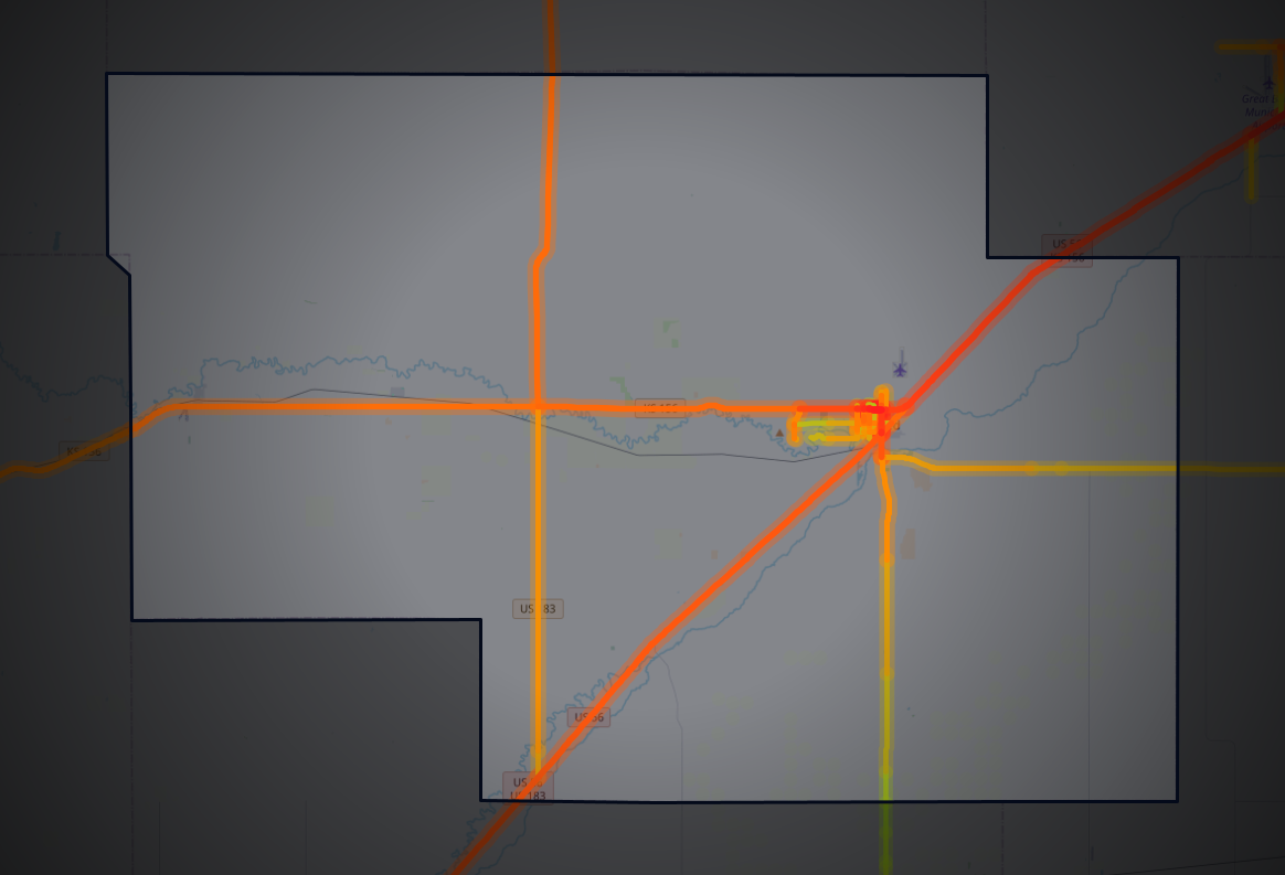 Traffic map of Pawnee, Kansas