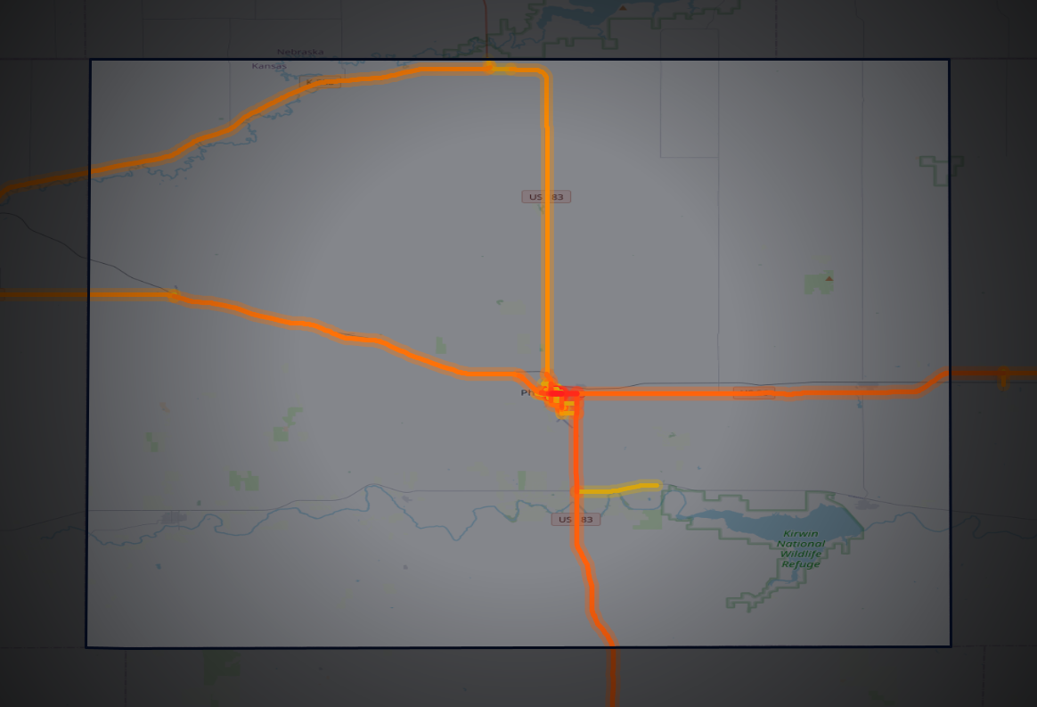 Traffic map of Phillips, Kansas