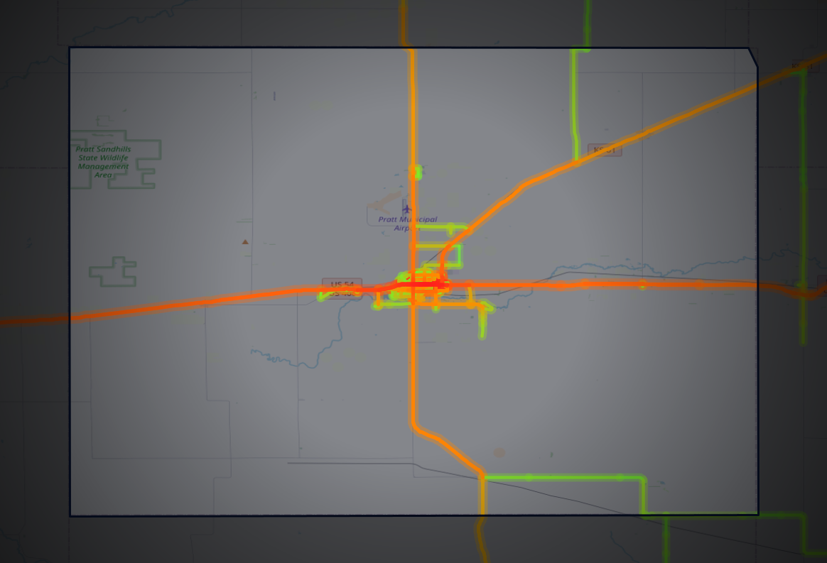 Traffic map of Pratt, Kansas