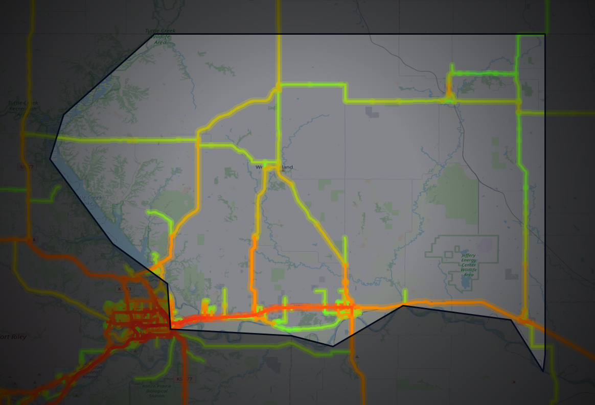 Traffic map of Pottawatomie, Kansas