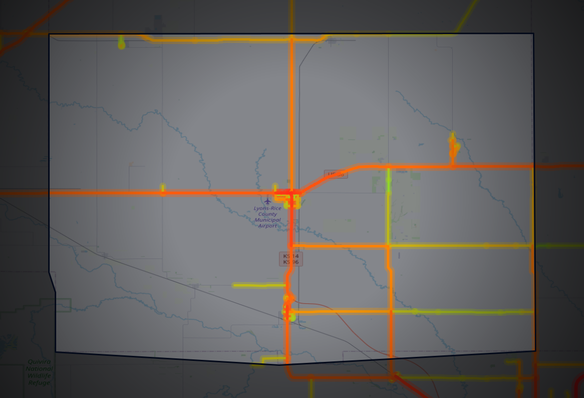 Traffic map of Rice, Kansas