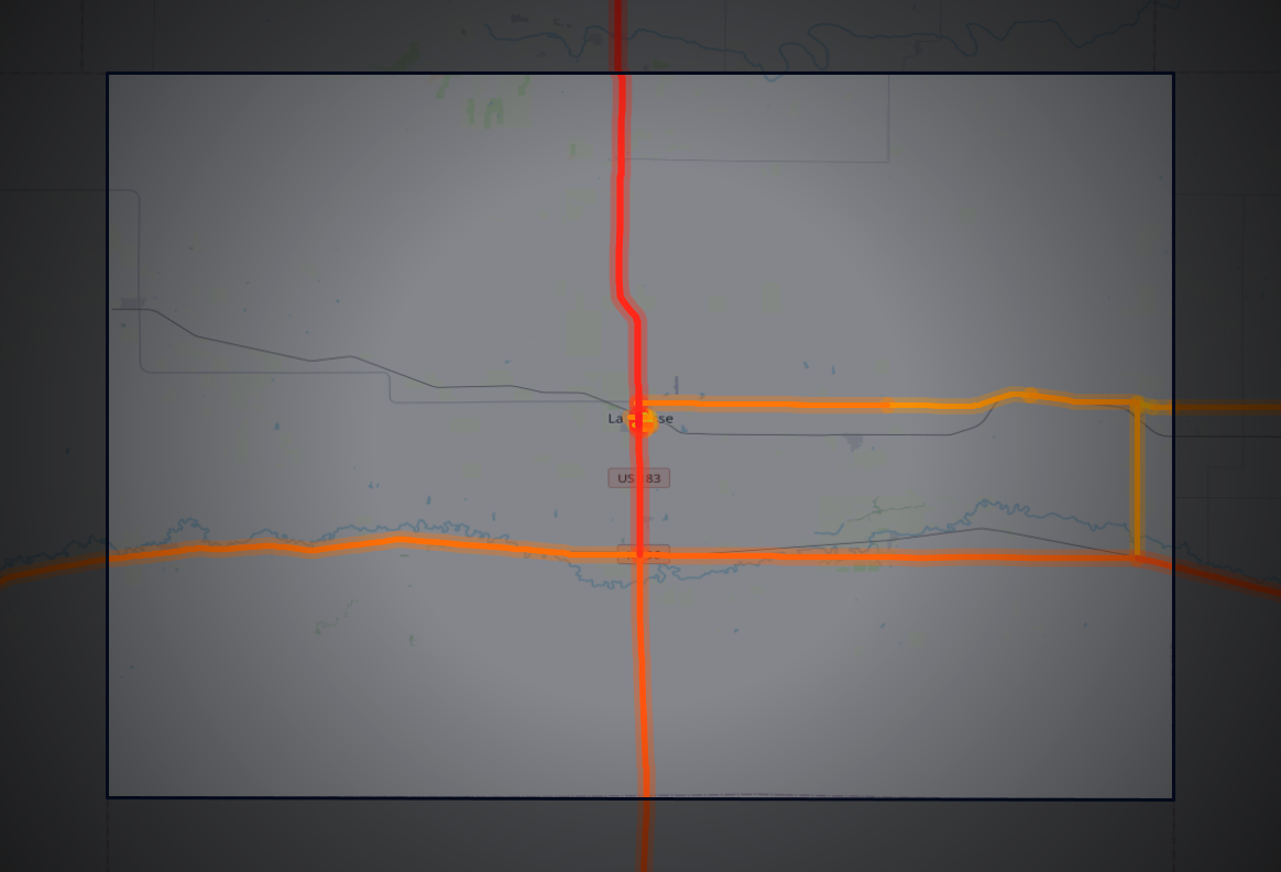 Traffic map of Rush, Kansas