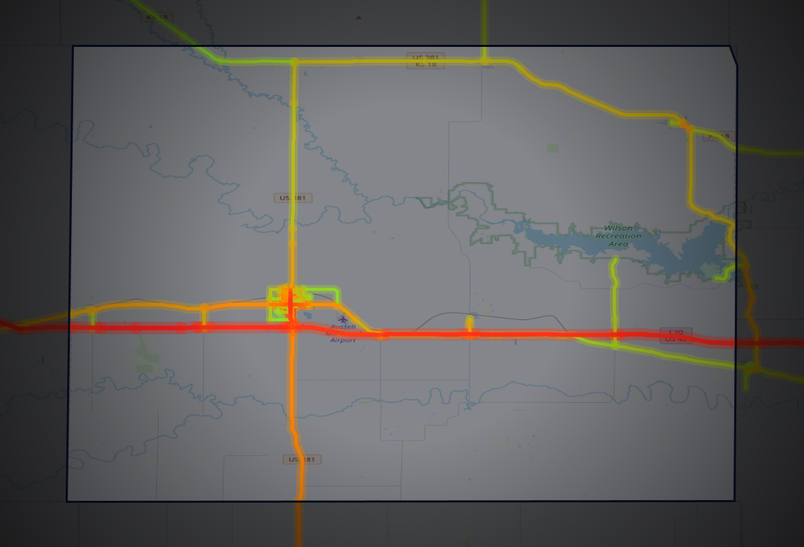 Traffic map of Russell, Kansas