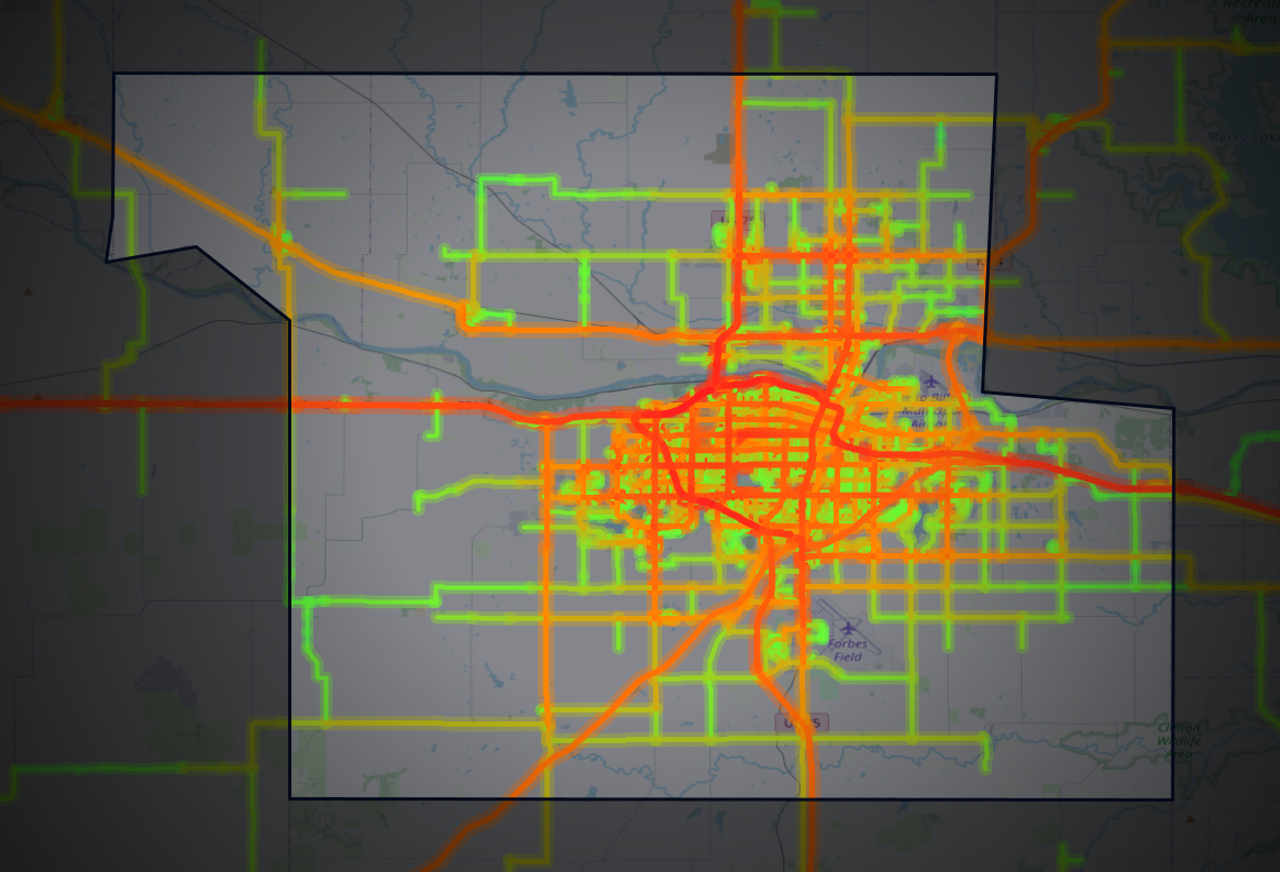 Traffic map of Shawnee, Kansas