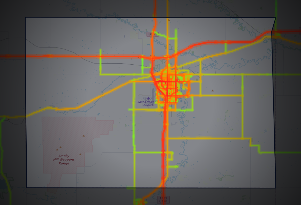 Traffic map of Saline, Kansas