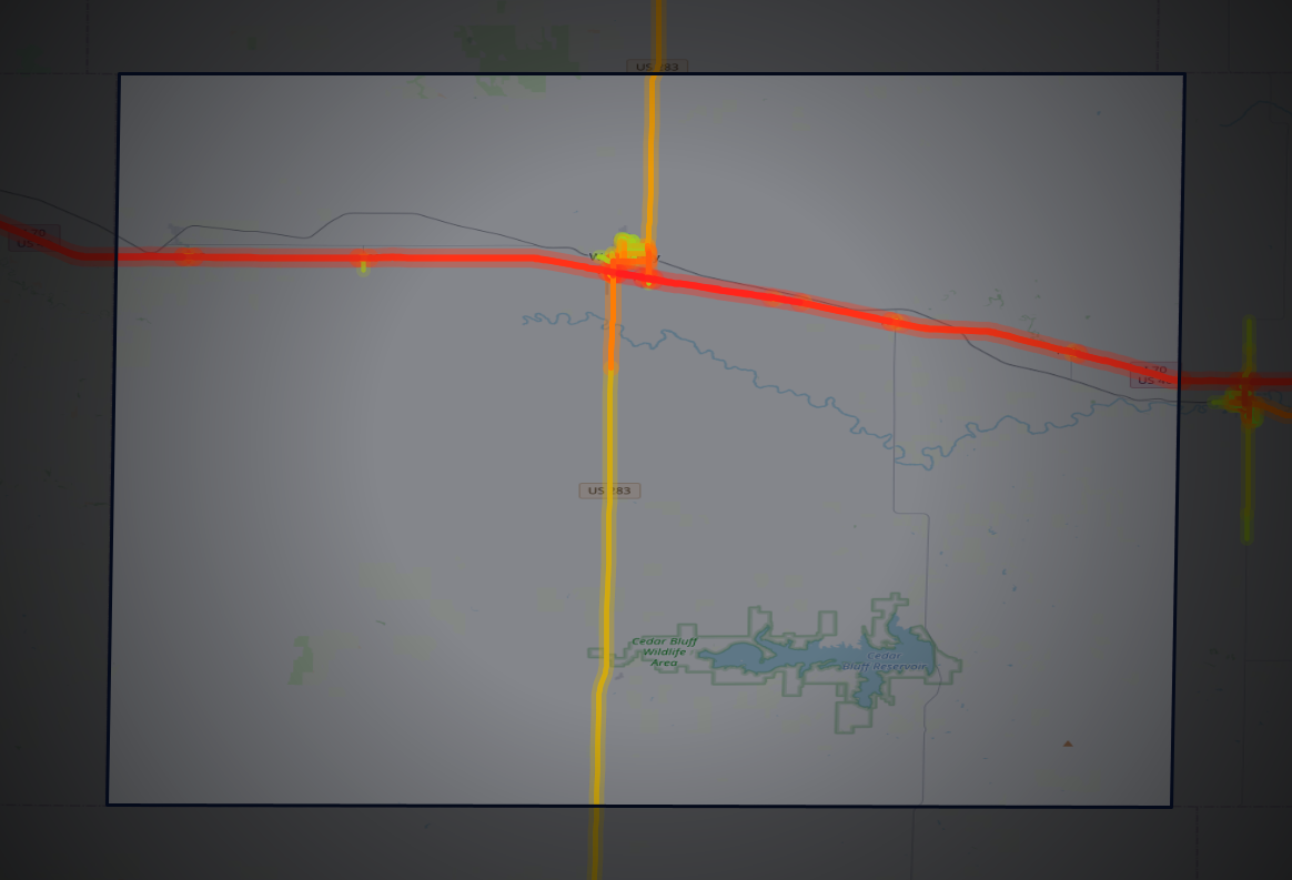 Traffic map of Trego, Kansas