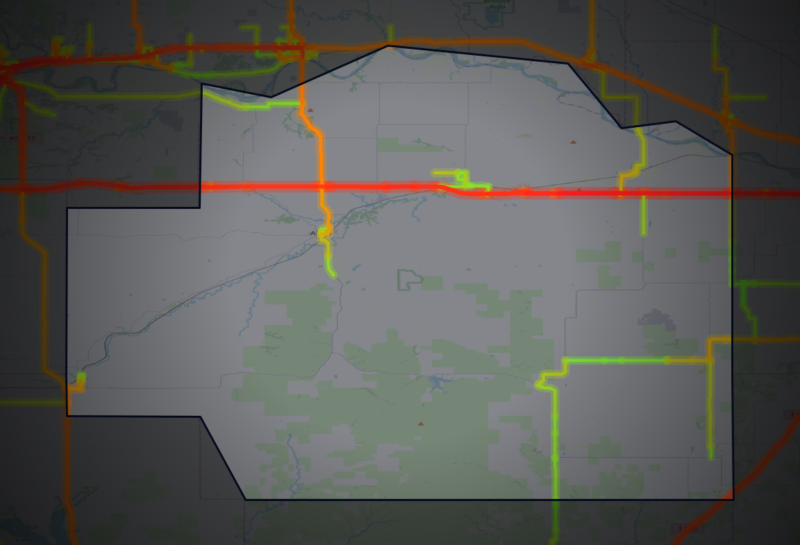 Traffic map of Wabaunsee, Kansas