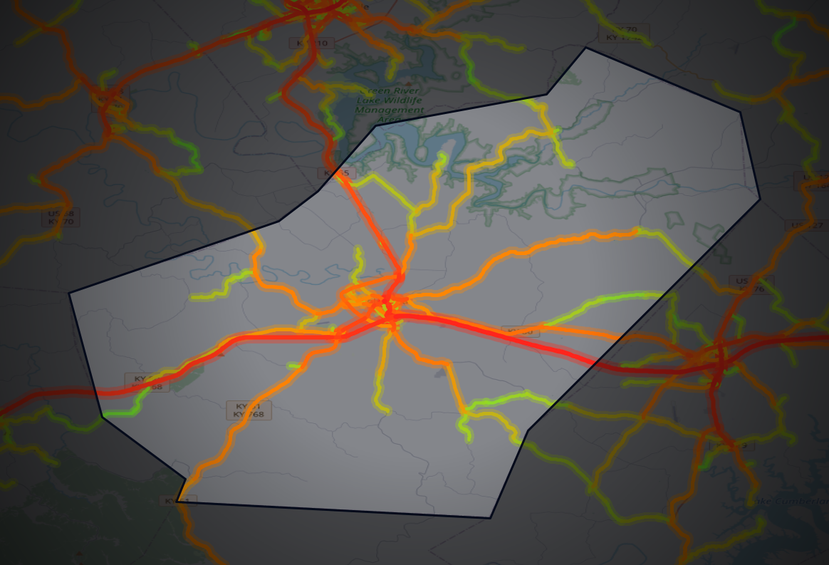 Traffic map of Adair, Kentucky