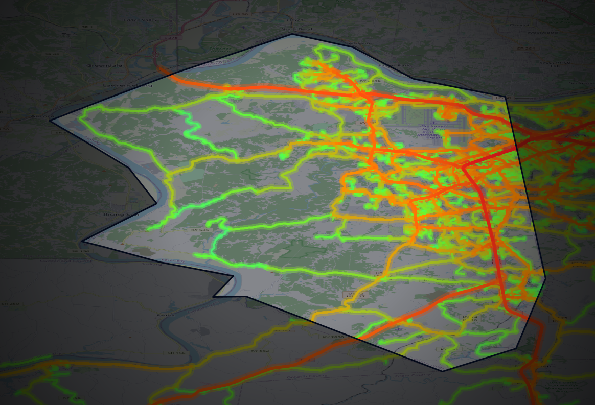 Traffic map of Boone, Kentucky