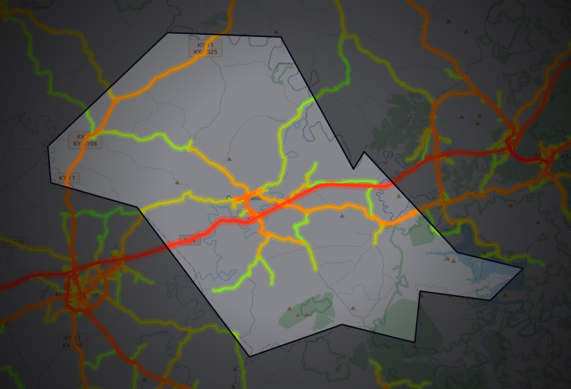 Traffic map of Bath, Kentucky