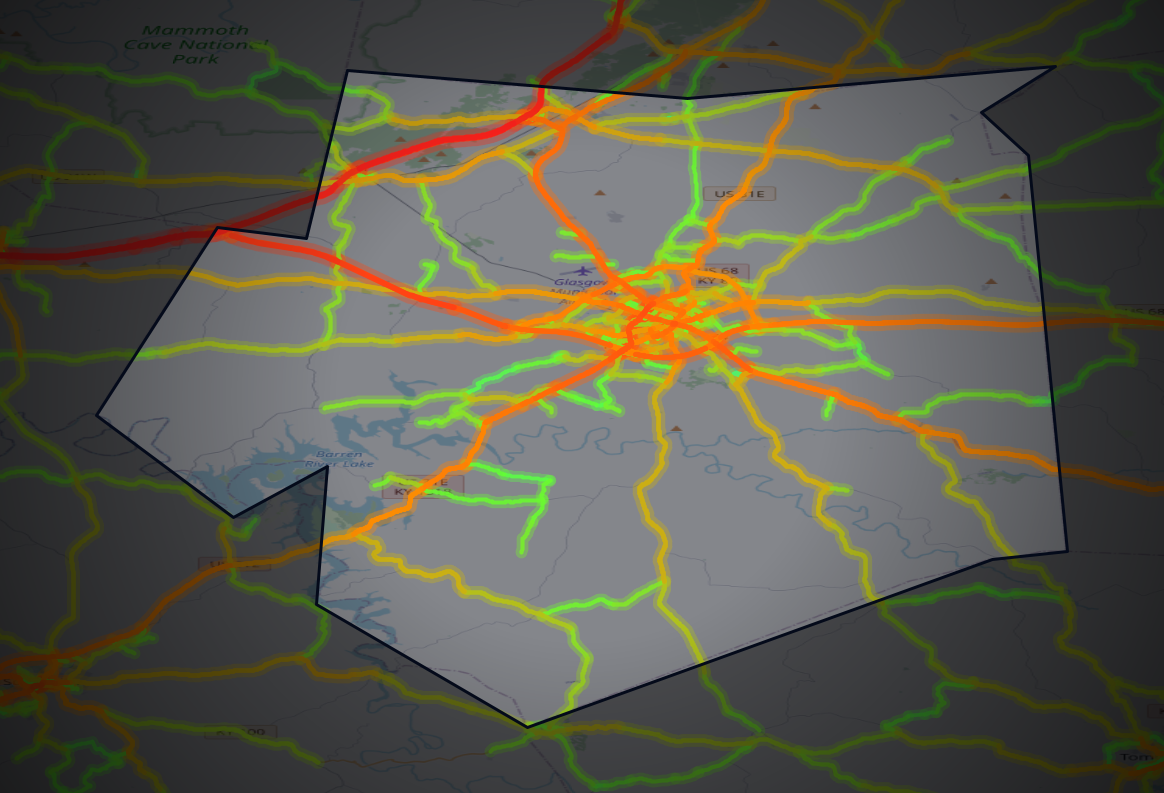 Traffic map of Barren, Kentucky