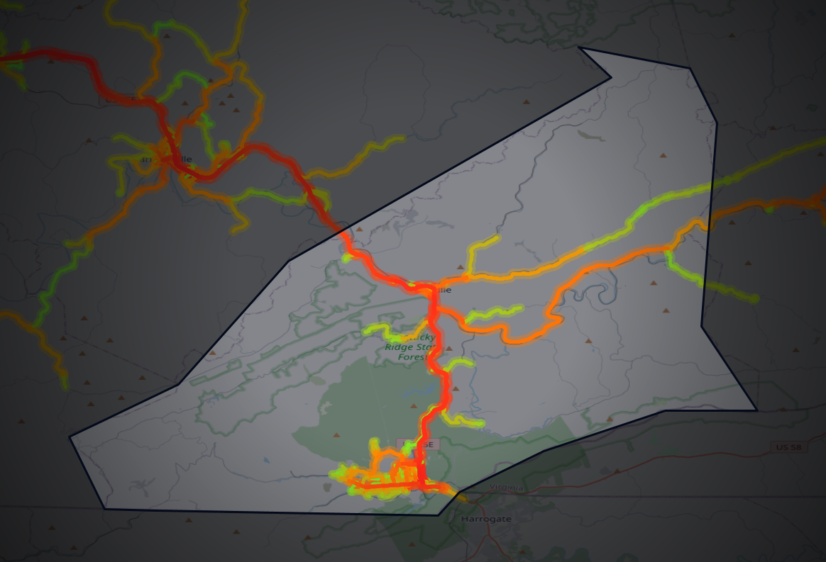 Traffic map of Bell, Kentucky