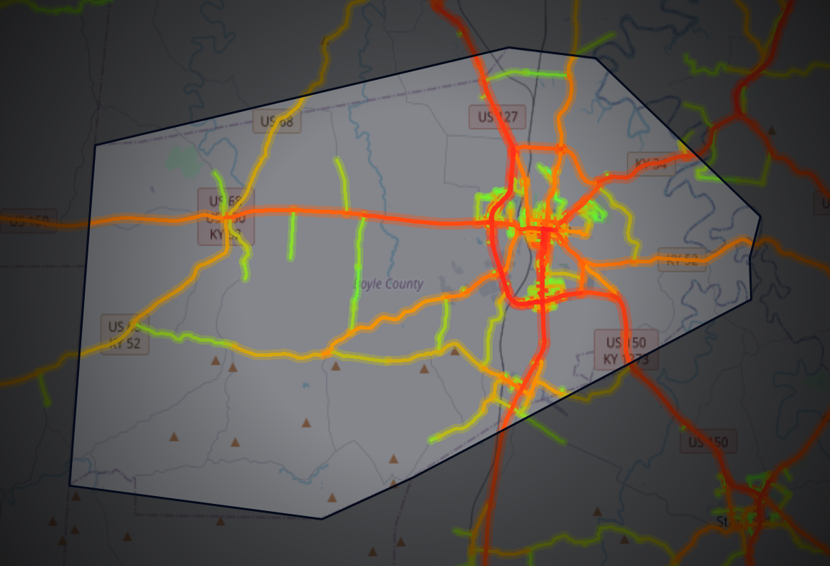 Traffic map of Boyle, Kentucky