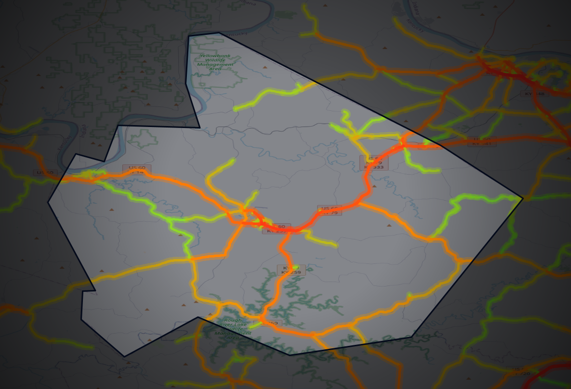 Traffic map of Breckinridge, Kentucky