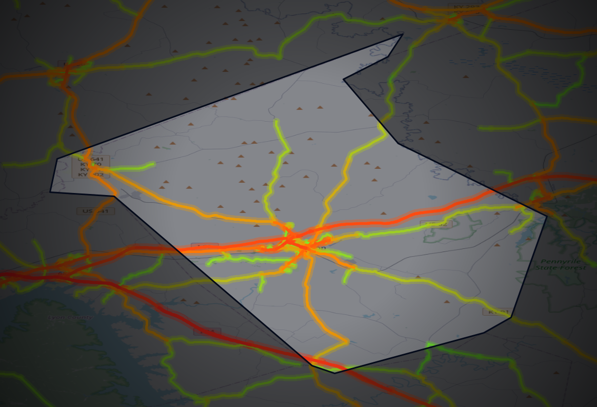 Traffic map of Caldwell, Kentucky