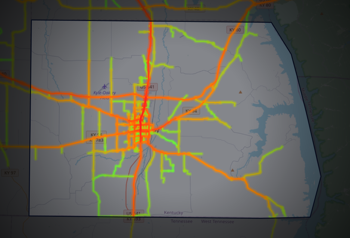 Traffic map of Calloway, Kentucky