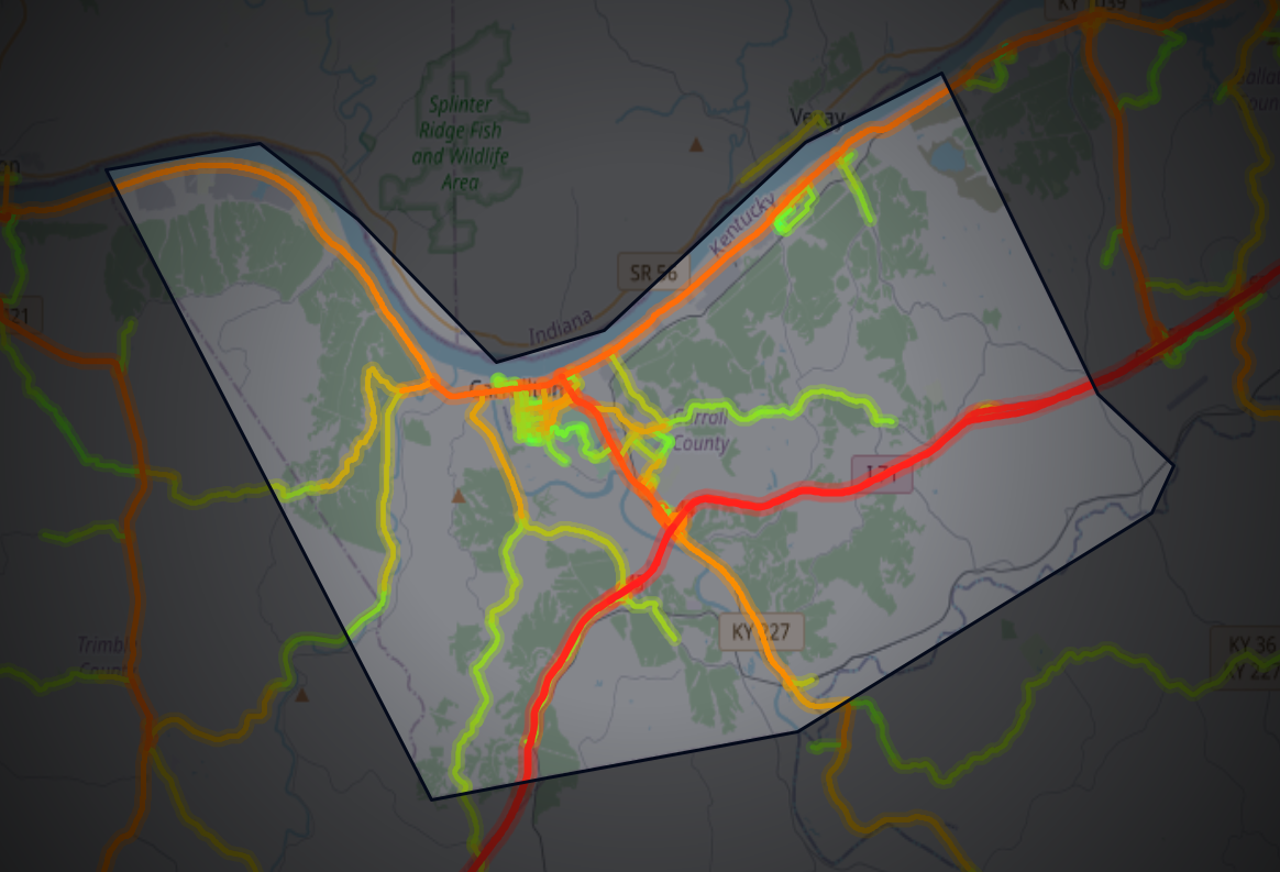 Traffic map of Carroll, Kentucky