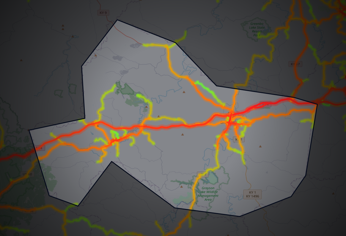 Traffic map of Carter, Kentucky